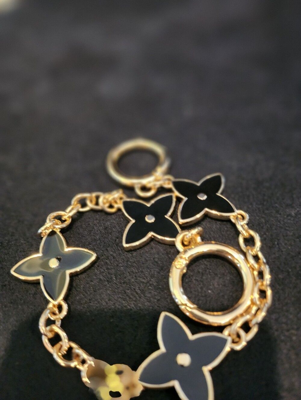 Elegant Black and Gold Flower Purse Extender/bag Charm